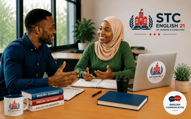Students practicing spoken English communication in the STC English Communication program in Bamako, Mali.